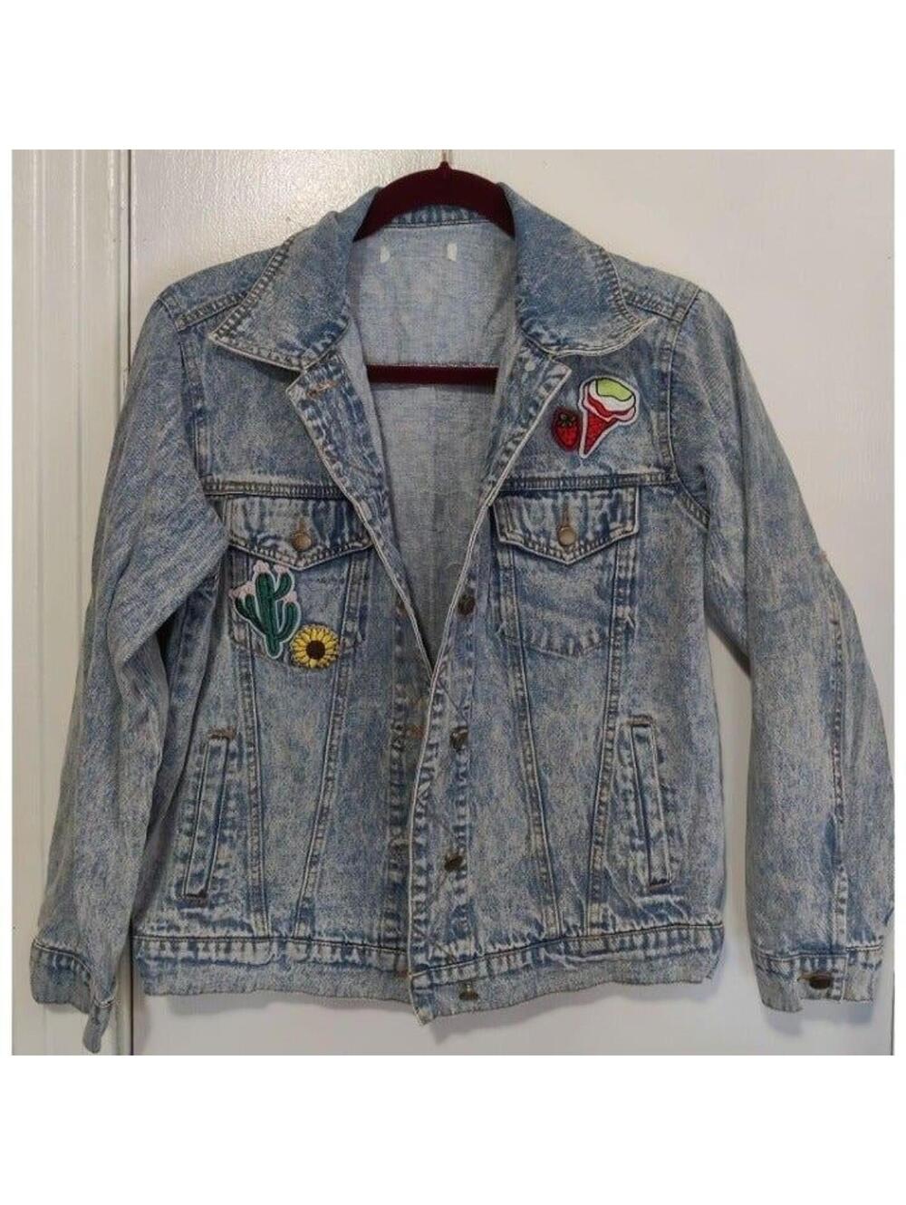 Good Vibes Only Jean Embroidered Details Front Back Jacket - Picture 7 of 7